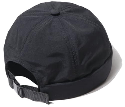 XYIYI Men Quick Dry Docker Cap Breathable Brimless Cap Rolled Cuff Retro Sailor Beanie Hat - color: Black2