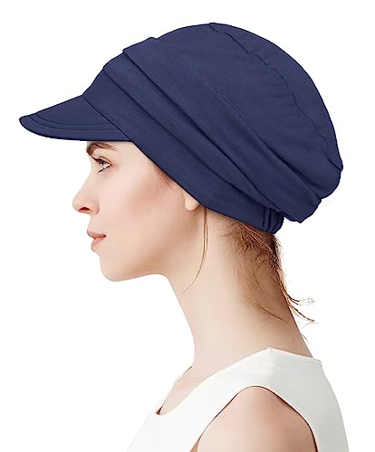 Alnorm Super Soft Breathable Viscose Slouch Hat Oversized Baseball Cap for Women - color: Navy Blue