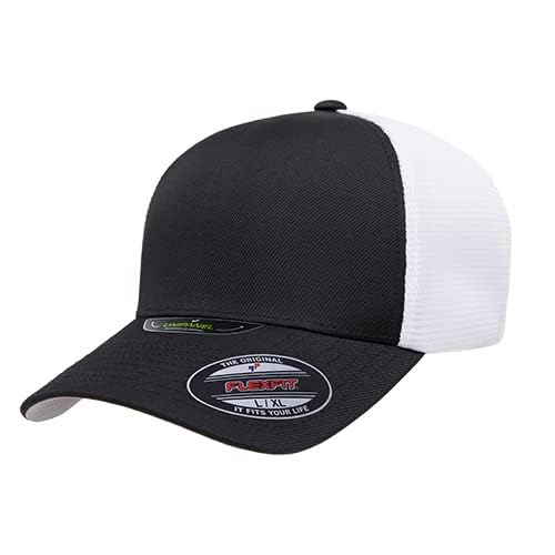 Flexfit Melange Unipanel Trucker Cap - color: Black/White, size: Small-Medium