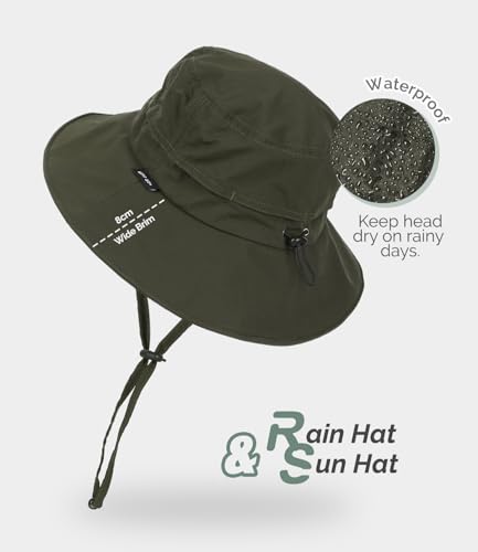 Bucket Hat Waterproof Rain Hat for Women Men Sun Hats UPF50+ Packable Summer Hat Hiking Travel Floppy Sun Hat - color: Army Green