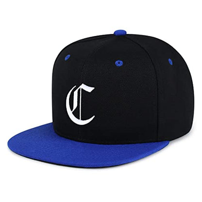 JPAK Old English Letter C Hip-Hop Snapback Hat Embroidered Baseball Cap English Alphabet - color: 16. Black/Blue