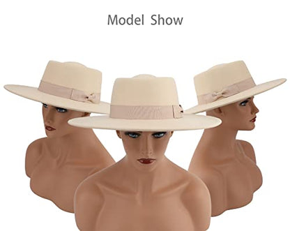 Pro Celia Big Wide Brim Women Fedora Hat - color: Oval-rice