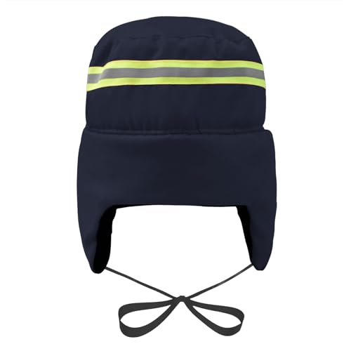 High Visibility Winter Ski Cap Warm Fleece Lined Pilot Visor Cap Windproof Earflap Peruvian Hunting Trapper Hat - color: Navy Blue