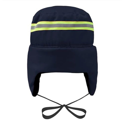 High Visibility Winter Ski Cap Warm Fleece Lined Pilot Visor Cap Windproof Earflap Peruvian Hunting Trapper Hat - color: Navy Blue