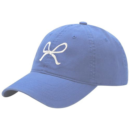 Unisex Bow Embroidery Baseball Cap Adjustable Outdoor Mom Sun Hat - color: Blue
