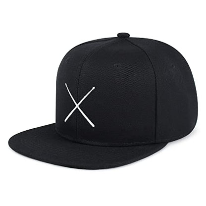 JPAK Drum Stick Hip-Hop Snapback Hat Embroidered Baseball Cap Drummer - color: 04. Black