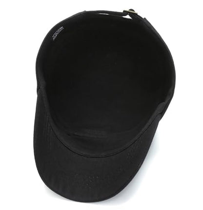 Unisex Flat Top Military Cadet Cap Outdoor Sun Hat - color: Black
