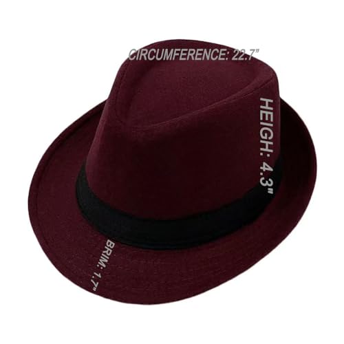 Mens Fedora Hats Classic Manhattan Womens Fedora Hat - color: Burgundy
