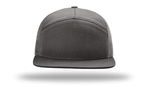Richardson 168 Hi-Pro 7 Panel Adjustable Snapback Trucker Mesh Back Cap - color: Charcoal