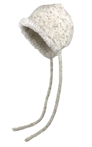 Women Winter Fleece Beanies Hat with Ear Flaps Soft Warm Crochet Skull Cap - color: A Beige