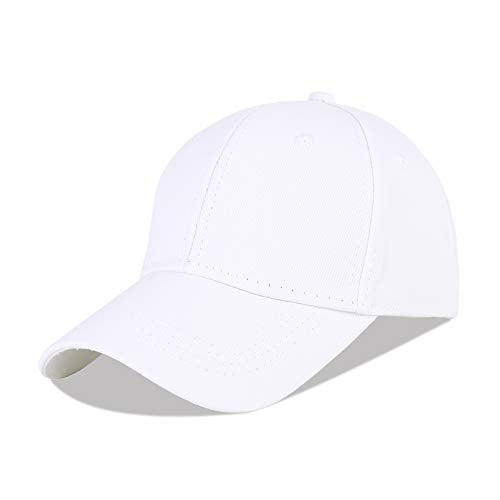 LANGZHEN Unisex Baseball Cap 100% Cotton Fits Men Women Washed Denim Adjustable Dad Hat - color: Structured-white