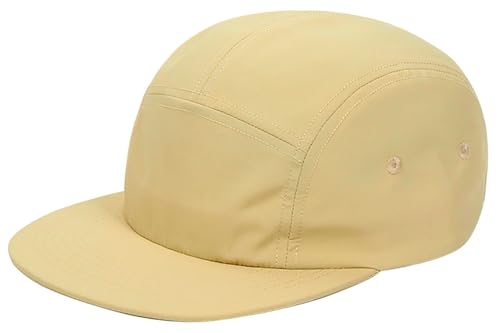 COOLSOME 5 Panels Hat Basic Daily Wear Breathable Quick Dry Cap - color: Black+khaki/L Size