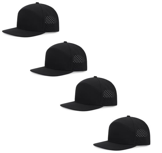 Quick Dry Baseball Cap Flat Brim Snapback Golf Hat for Men Women - color: Black*4