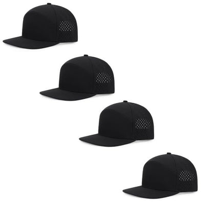 Quick Dry Baseball Cap Flat Brim Snapback Golf Hat for Men Women - color: Black*4