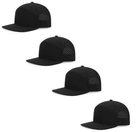 Quick Dry Baseball Cap Flat Brim Snapback Golf Hat for Men Women - color: Black*4