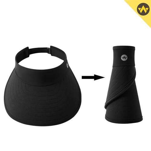WANDER Sun Visor Hat Wide Brim Packable Large Beach Cap for Women - color: Black