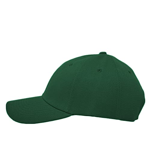 Glory Max Plain Baseball Cap Hook & Loop Strap Adjustable Solid Blank Curved Visor Hat - color: Hunter Green