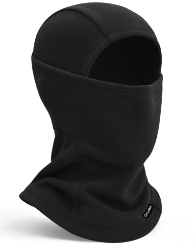 Balaclava Ski Mask for Men Women, Warm Fleece Face Mask Full Cover for Cold Weather Skiing Cycling, Ponytail Friendly - color: Black