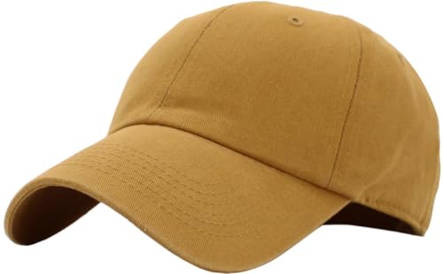 KBETHOS Classic Unisex Cotton Adjustable Low Crown Baseball Cap – Plain Dad Hat - color: Wheat