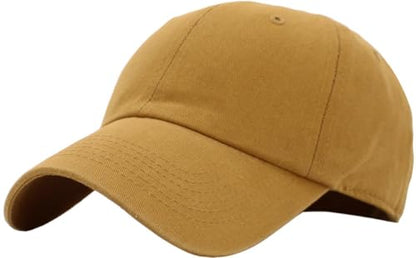 KBETHOS Classic Unisex Cotton Adjustable Low Crown Baseball Cap – Plain Dad Hat - color: Wheat