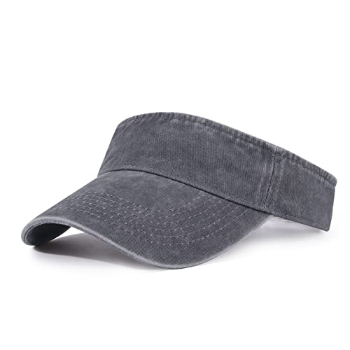 HH HOFNEN Sports Sun Visor Hats Cotton Adjustable Golf Caps for Men Women - color: #1c Gray