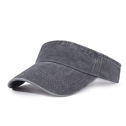 HH HOFNEN Sports Sun Visor Hats Cotton Adjustable Golf Caps for Men Women - color: #1c Gray
