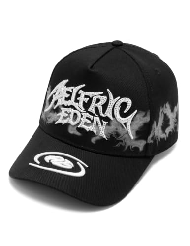 Aelfric Eden Baseball Cap Embroidered Vintage Curved Brim Snapback Hat - color: Black Rhinestone Vintage Print