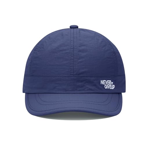 Clakllie Quick Dry Short Brim Cap for Men Lightweight 6 Panel Baseball Cap Golf Dad Hats Women's Running Trucker Hat - color: Cdus-bssq2505-navy Blue