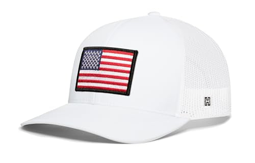 HAKA American Flag Hat | USA Mesh Trucker Snapback Comfort Baseball Cap - color: White, style: American Flag