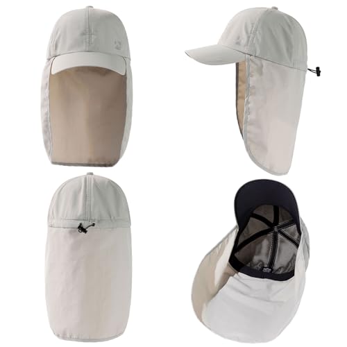 TOP-EX L/XL/XXL UV50+ Waterproof Neck Flap Baseball Sun Cap - color: Gray, size: XX-Large