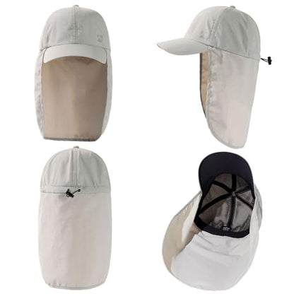 TOP-EX L/XL/XXL UV50+ Waterproof Neck Flap Baseball Sun Cap - color: Gray, size: XX-Large
