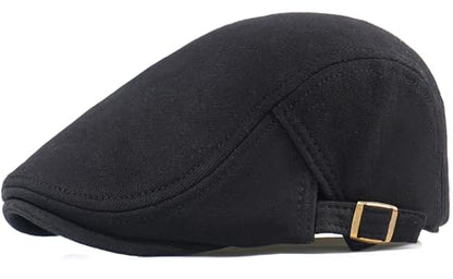 Men's Cotton Newsboy Hats Flat Ivy Gatsby Cap Irish Cabbie Ivy Driving Hunting Hat - color: Black