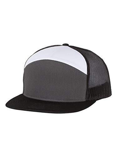 Seven-Panel Trucker Richardson Leather Patch Cap - color: Charcoal/ Black/ White, size: One Size