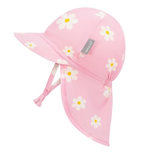JAN & JUL Baby Sun-Hat with Neck Flap for Swimming - color: Pink Daisy, size: 6-24 Months