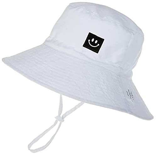 55cube Baby & Toddler Sun Hat UPF 50+ Bucket Hat with Chin Strap - color: 1pack White, size: 2-5T