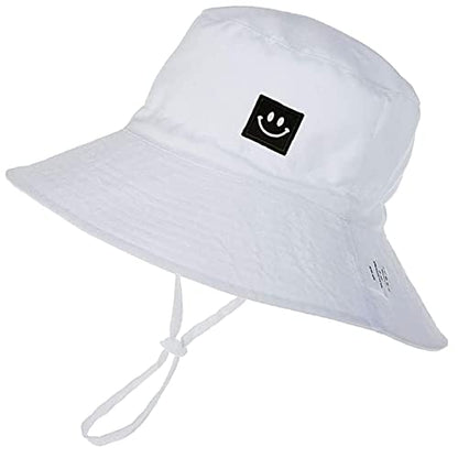 55cube Baby & Toddler Sun Hat UPF 50+ Bucket Hat with Chin Strap - color: 1pack White, size: 2-5T