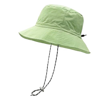 woogwin Waterproof Bucket Rain Hat with Chin Strap Quick Dry Packable Boonie Sun Hat Safari Hat UV Protection - color: Apple Green