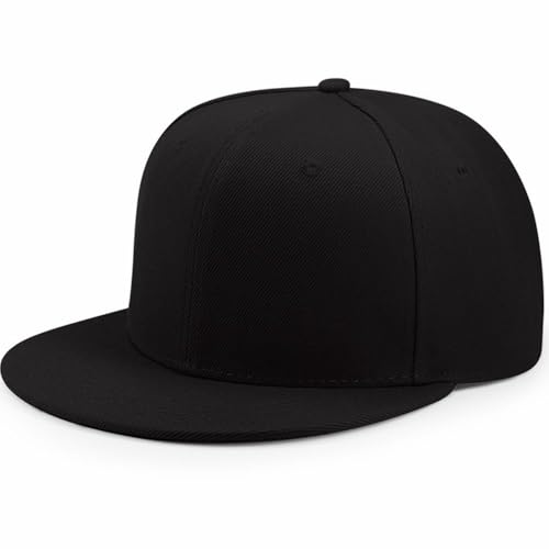 Back Closure Big Size Baseball Cap Hiphop Flat Peak Plain Sport Hats Oversize Large Men Fitted Caps - color: Black