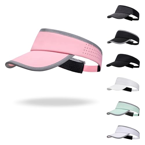 Reflective Brim Quick Dry Lightweight Visor Hat - color: Pink & Light Gray