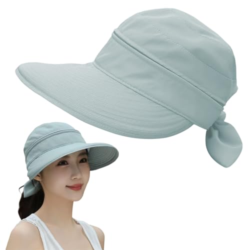 Sun Hats for Women UK,1Pc 2 in 1 Foldable Ladies Sun Hat,Wide Brim UV Sun Protection Summer Beach Hat - color: Grey