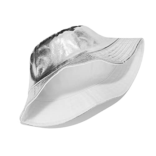 Unisex Bucket Hat Beach Sun Hat Aesthetic Fishing Hat for Men Women Teens, Reversible Double-Side-Wear - color: Silver White