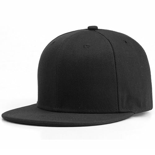 Back Closure Big Size Baseball Cap Hiphop Flat Peak Plain Sport Hats Oversize Large Men Fitted Caps - color: Black