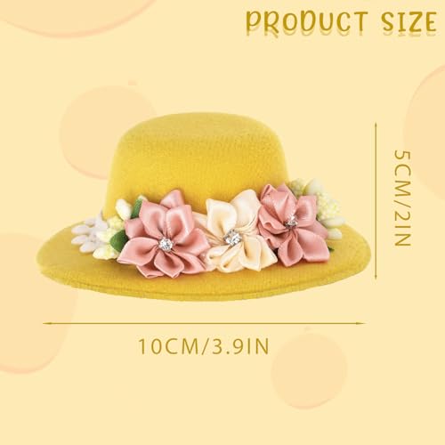 Bohend Mini Fascnator Hat Flower Hair Clip Girls Cute Tea Party Hats Women Accessory - color: Yellow