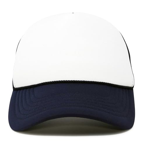 DALIX Two Tone Trucker Hat Summer Mesh Cap with Adjustable Snapback Strap - color: Navy Blue, size: One Size