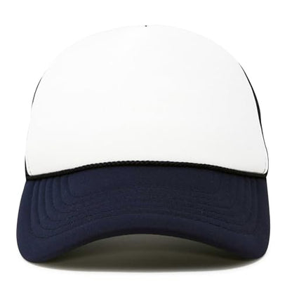 DALIX Two Tone Trucker Hat Summer Mesh Cap with Adjustable Snapback Strap - color: Navy Blue, size: One Size