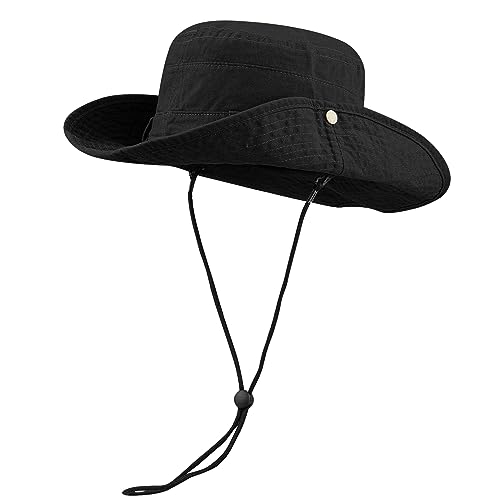Clakllie Reversible Packable Boonie Fishing Hat UV Protection Sun Beach Hat - color: S-hjy6-black