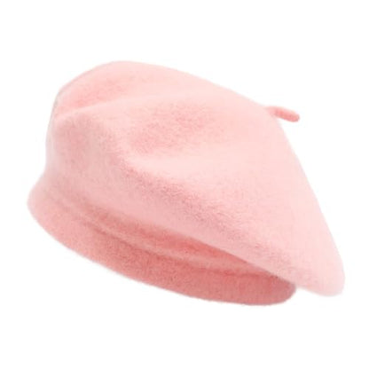 ZLYC Wool French Beret Hat Solid Color Classic Artist Cap for Women - color: Flesh Pink