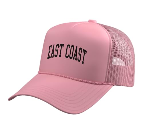 East Coast Vintage Style Trucker Hat with Adjustable Mesh Back - color: Pink