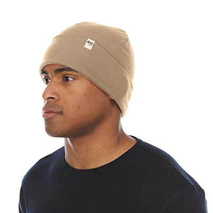 100% Merino Wool Cuff Beanie - Warm Winter Hat - Novelty Beanie - Toque - color: Desert Sand