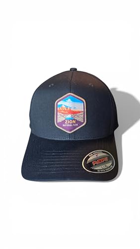 Zion Fitted Hat with National Park Woven Patch - color: Black L/XL (7 1/8” - 7 5/8”)